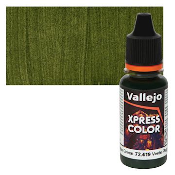 Open in modal - Vallejo Xpress Color Acrylic Paint - Plague Green 18 ml Bottle and Swatch