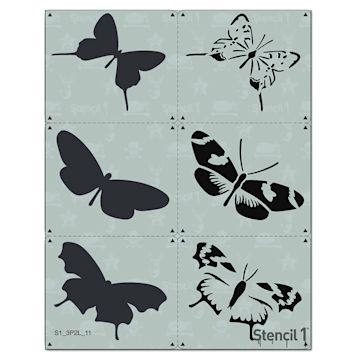 Stencil1 Multi-layer Stencil, Butterflies, Pkg Of 3, 2 Layer 