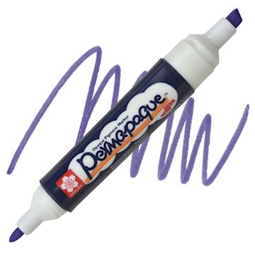 Open in modal - Sakura Permapaque Opaque Paint Marker - Purple, Dual Point marker and swatch