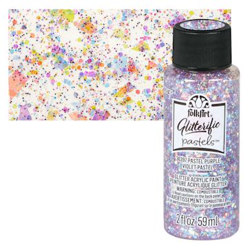 Open in modal - FolkArt Glitterific Pastel Paint - Pastel Purple, 2 oz, bottle with swatch