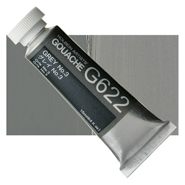 Open in modal - Holbein Artists' Gouache - Gray 3, 15 ml tube and swatch