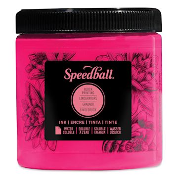 Open in modal - Speedball Water-Soluble Block Printing Ink - Fluorescent Magenta, 8 oz
