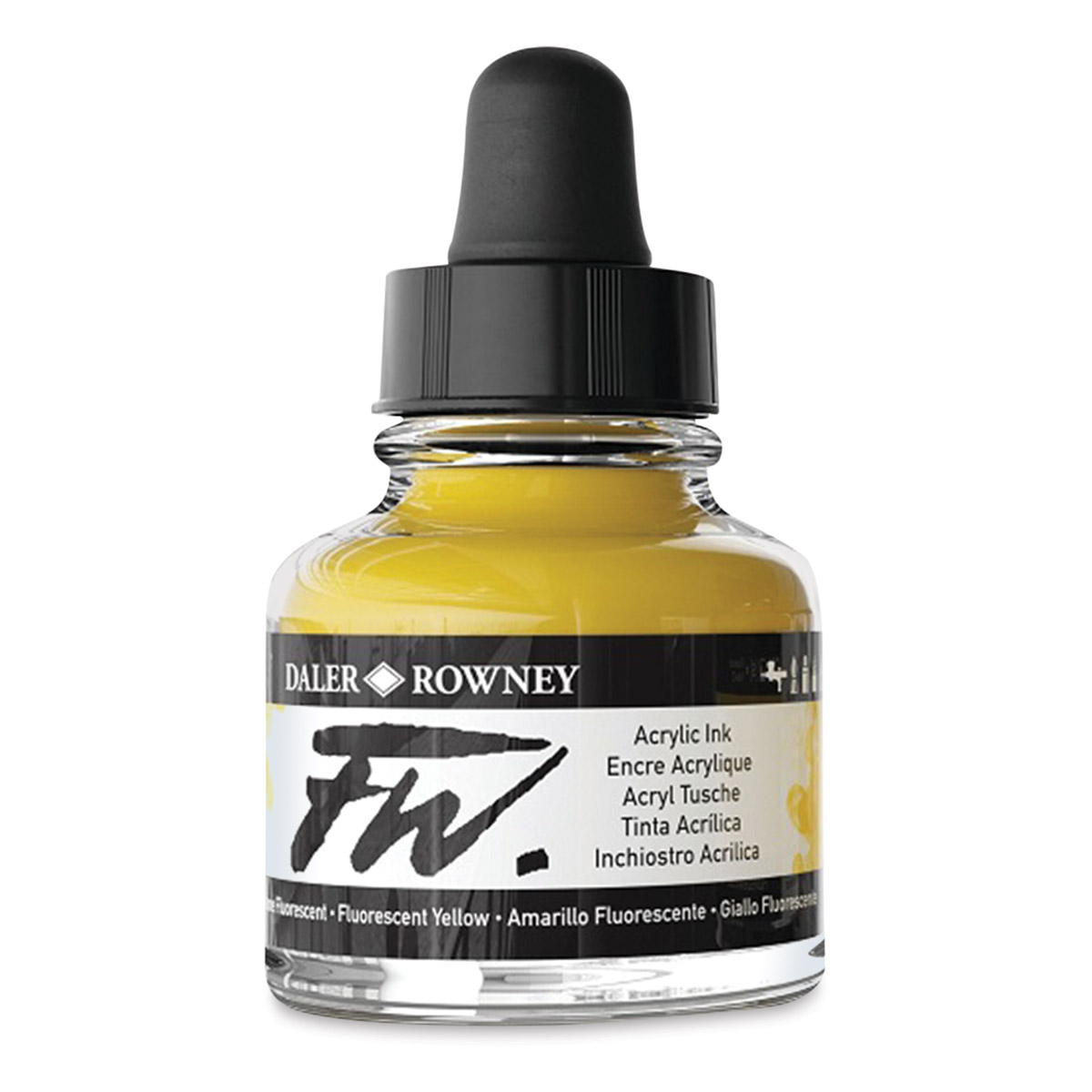 Daler-Rowney FW Inchiostro Acrilico Fluorescente 1 Oz (29,5 Ml) – Colore Rosso, Alta Concentrazione, Per Aerografo E Pennello, Artista
