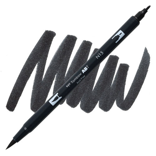 Tombow Dual Brush Pen, Black (66621) Pack of 6 pcs.