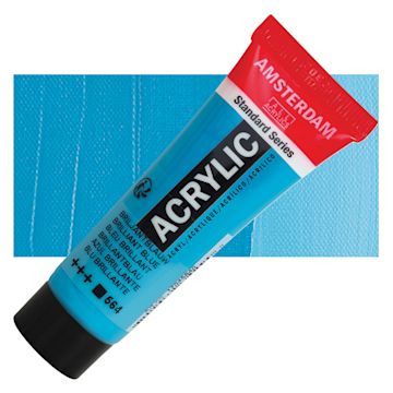 Open in modal - Amsterdam Standard Series Acrylic - Brilliant Blue, 20 ml Tube and swatch