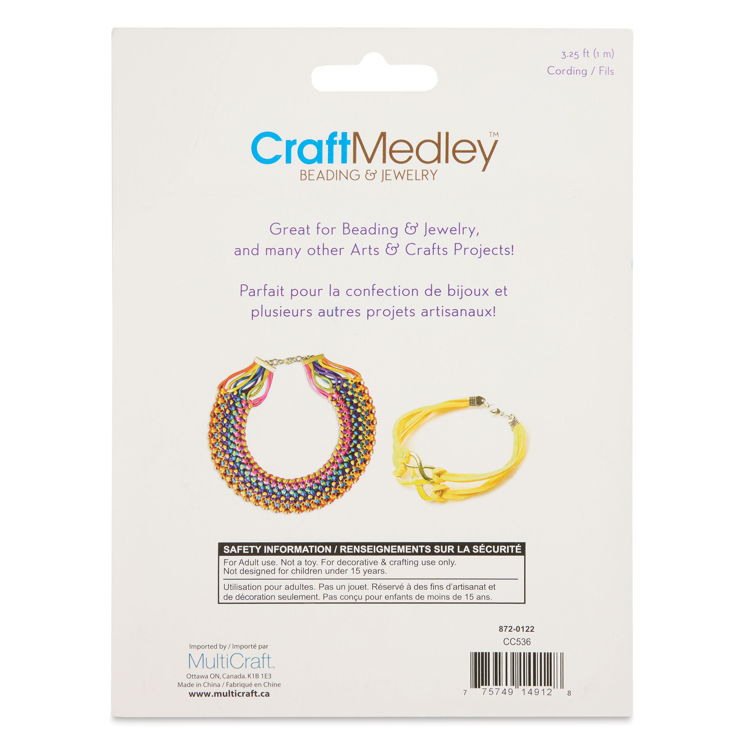 Craft Medley Jewelry Craft Cording Set - Fashion Colors, Pkg of 18