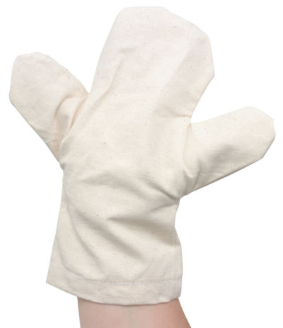 Creativity Street Canvas Hand Puppets - Undecorated Full Body Puppet shown on hand
