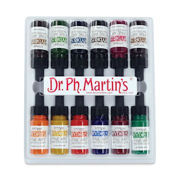 Open in modal - Dr. Ph. Martin's Hydrus Fine Art Liquid Watercolors - Set 2, 12 Assorted colors, 0.5 oz Bottles