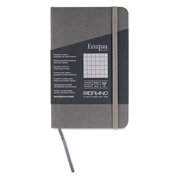 Open in modal - Fabriano EcoQua Plus Stitch-Bound Notebook - Grey, 3-1/2" x 5-1/2", Grid, front cover
