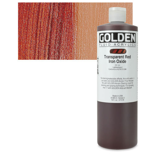 Golden Fluid Acrylic - Transparent Red Iron Oxide 4 oz.