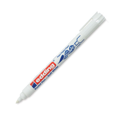 Edding Soft White Pastel Pen - Angled view of uncapped pen