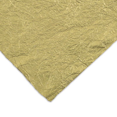 Black Ink Thai Soft Metallic Momigami Paper - Closeup of corner of Gold paper showing color, texture