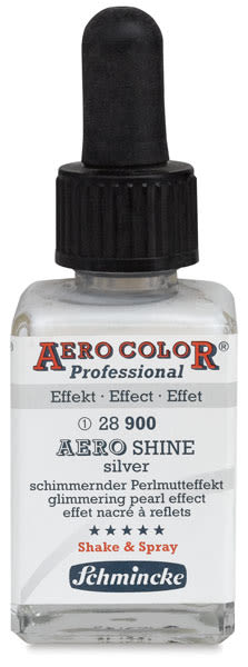 Aero Color Professional Airbrush Colors - Front of Aero Shine Silver bottle

