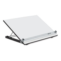 Pro-Draft Deluxe Parallel Straightedge Drawing Board - Left angle view with raised board
