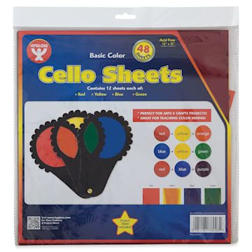 Open in modal - Hygloss Cello Sheets - Front of package of 48 square sheets in assorted colors