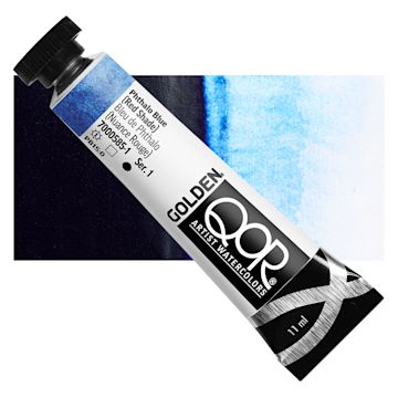 Open in modal - QoR Modern Watercolor - Phthalo Blue (Red Shade), 11 ml tube and swatch