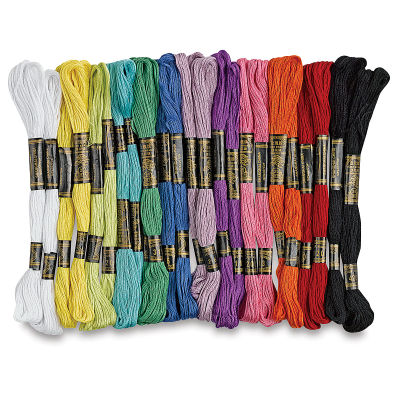 Creativity Street 24 pc Embroidery Floss Set - 2 skeins of 12 colors shown vertically