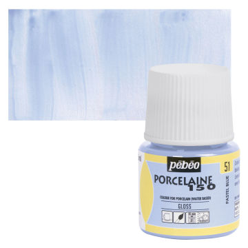 Pebeo Porcelaine 150 Paint - Pastel Blue, Opaque, 45 ml bottle (swatch and bottle)