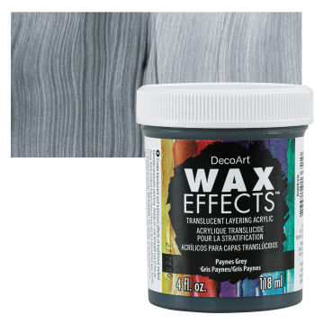 DecoArt Wax Effects Acrylic Paint - Paynes Grey, 4 oz Jar with swatch