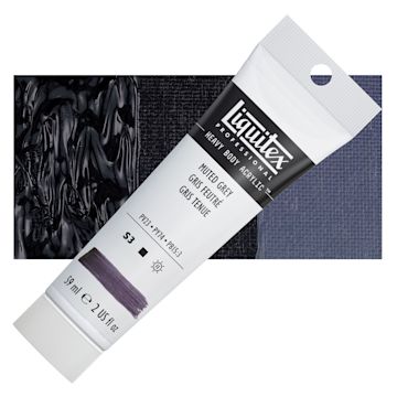 Open in modal - Liquitex Heavy Body Artist Acrylic - Muted Grey, 2 oz tube and swatch
