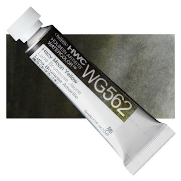 Open in modal - Holbein Artists' Watercolor - Hazy Moon Yellow, 5 ml tube and swatch