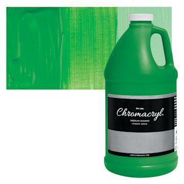 Open in modal - Chromacryl Students' Acrylic - Neon Green, 64 oz bottle and swatch