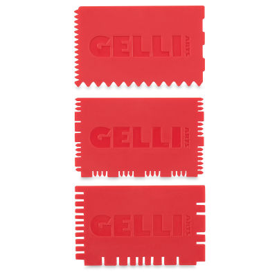 Gelli Arts Mini Printing Tools - Top view of 3 mini-combs