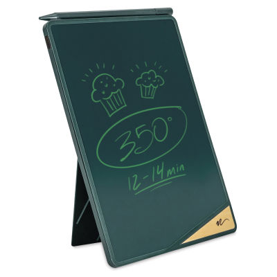 Boogie Board VersaBoard Reusable Writing Tablet - Mineral Green (standing with example writing)