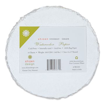 Open in modal - Shizen Watercolor Paper - 8", Round Deckle Edge, Cold Press/Rough, 10 Sheets