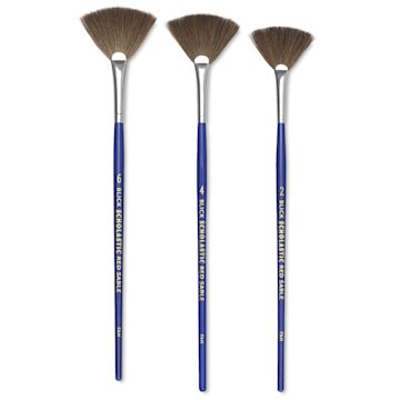 Open in modal - Blick Scholastic Short Handle Red Sable Brush Set - Fan, Set of 3