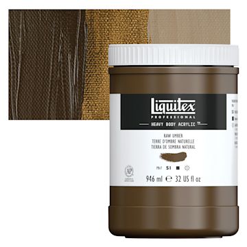Open in modal - Liquitex Heavy Body Artist Acrylic - Raw Umber, 32 oz Jar and swatch