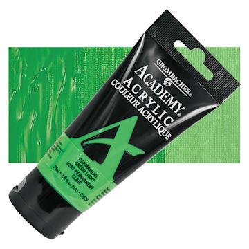 Open in modal - Grumbacher Academy Acrylic - Permanent Green Light, 75 ml tube and swatch