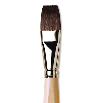 Open in modal - Da Vinci Petit Gris Pur Blue Squirrel Brush - Flat Wash, Short Handle, Size 20 close up
