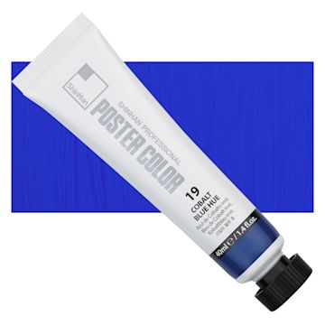 Open in modal - ShinHan Professional Poster Color Paint - Cobalt Blue Hue, 40 ml tube and swatch