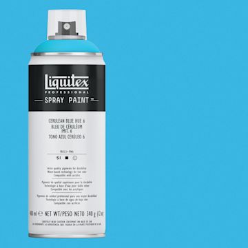 Open in modal - Liquitex Professional Spray Paint - Cerulean Blue Hue 6, 400 ml can and swatch