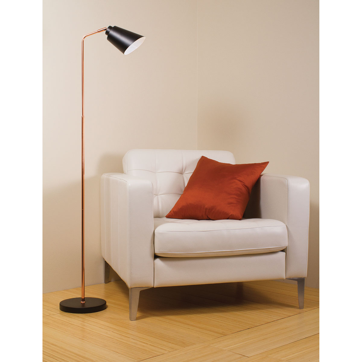 OttLite Dual Shade LED Floor Lamp with USB Charging Station