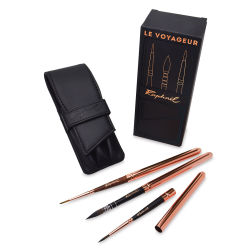Raphaël Le Voyageur Travel Brush Wallet Set - Component brushes and Wallet shown with package