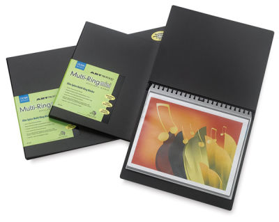 Itoya Art Profolio Multi-Ring Mini Refillable Binders - 3 Binders shown stacked with one open