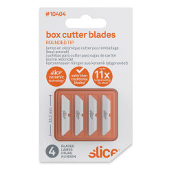 Slice Box Cutter Replacement Blades - Pkg of 4, Rounded Tip, Front Of Package