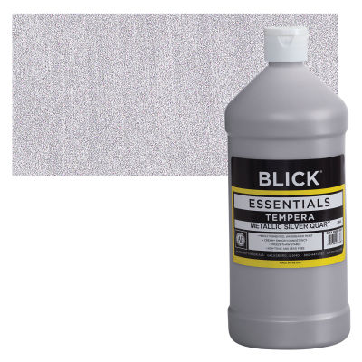Blick Essentials Tempera - Silver (Metallic), Quart with swatch