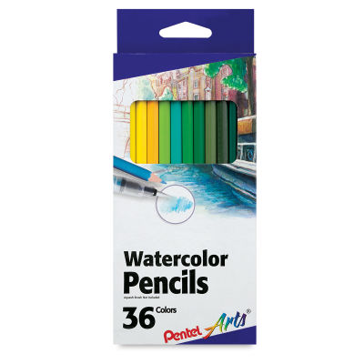 Pentel Arts Watercolor Colored Pencils - Front of package of 36 shown