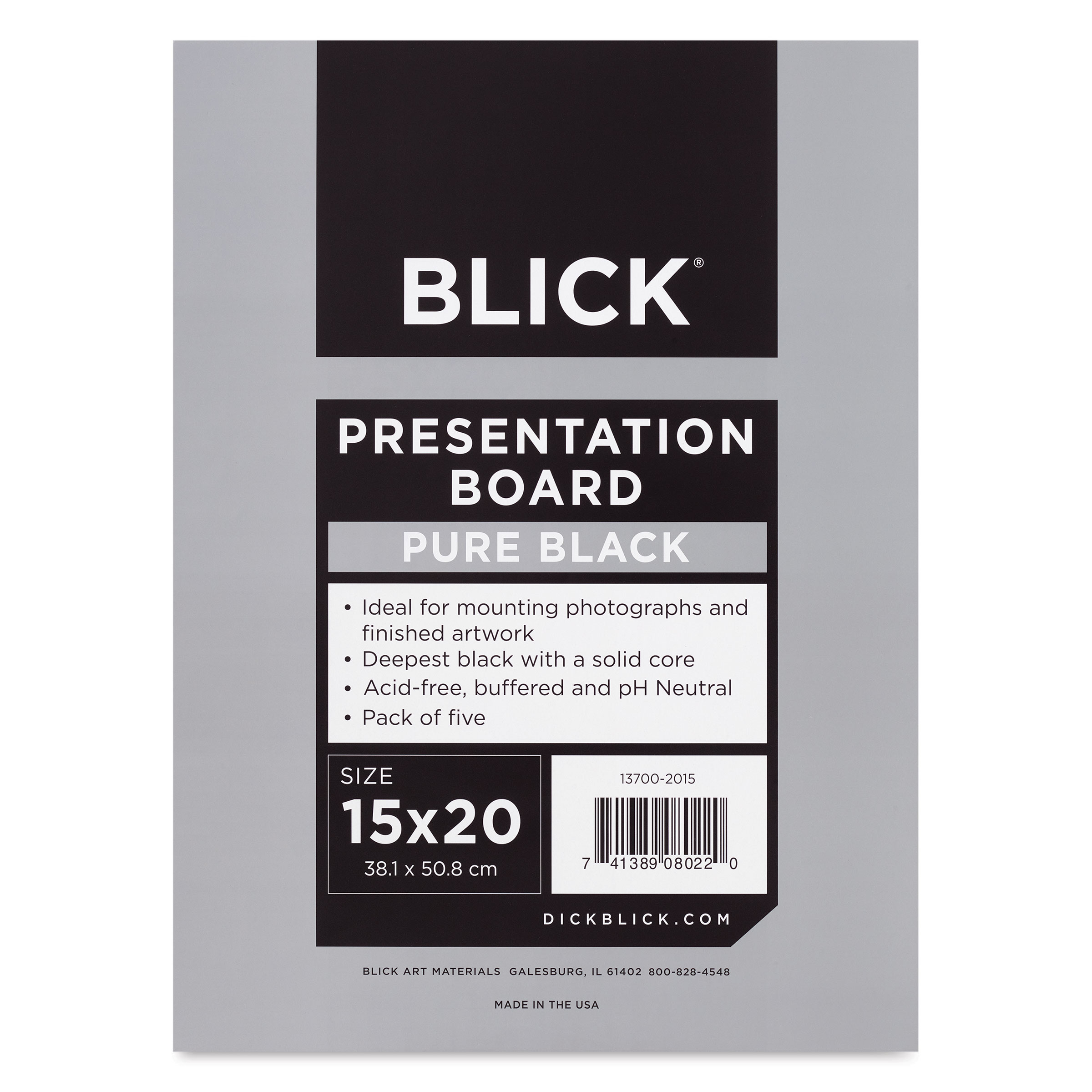 Blick Presentation Board Pack - 15 inch x 20 inch, Pure Black, Pkg of 5, Size: 15 x 20, Pkg of 7