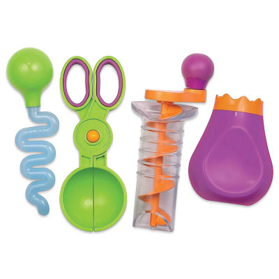 Learning Resources Fine Motor Tool Set - Sand and Water, 4 tools outside of the packaging. 