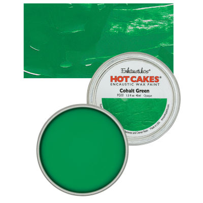 Enkaustikos Hot Cakes Encaustic Wax Paint - Cobalt Green, 45 ml tin