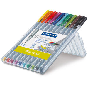 Triplus Fineliner Pen-Assorted, Set of 10  Open Package with Pens