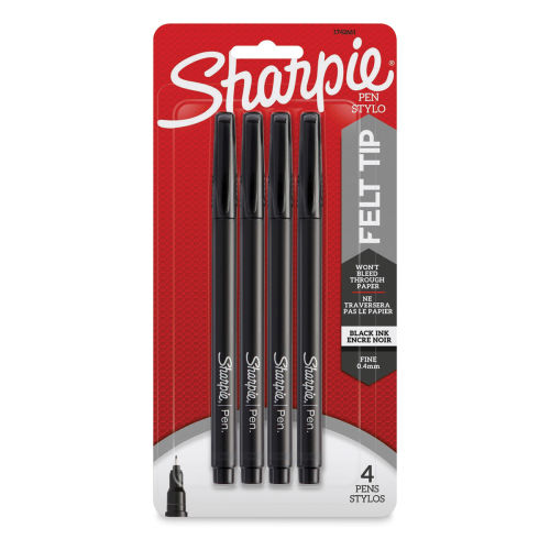 Sharpie Felt Tip Pens - Black, Fine Point, Set of 4