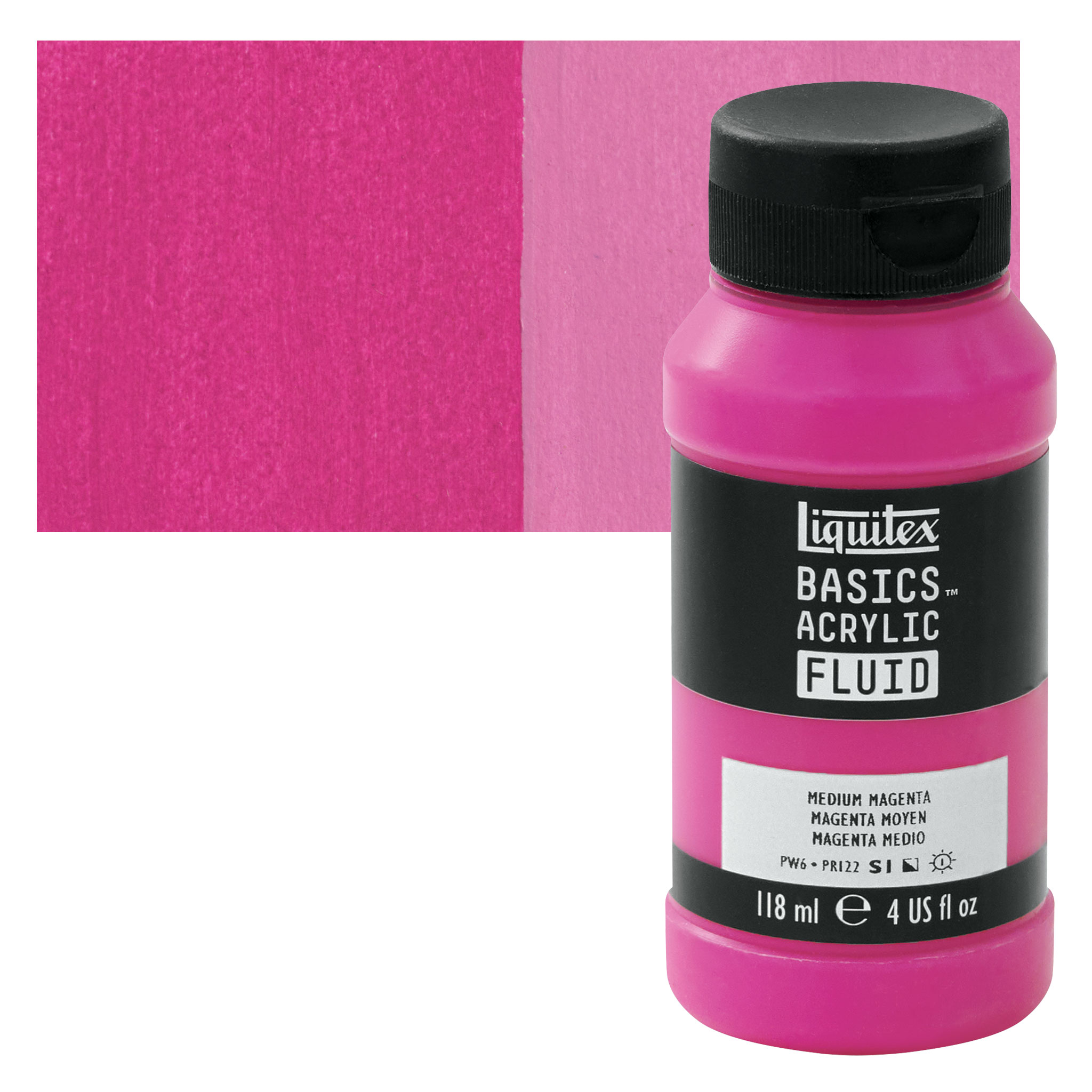 Liquitex BASICS Acrylic Fluid - Medium Magenta, 4oz Bottle