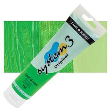 Open in modal - Daler-Rowney System3 Acrylic - Leaf Green, 150 ml tube and swatch