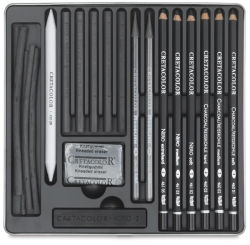 Black Box Charcoal Drawing Set - Inside of Package