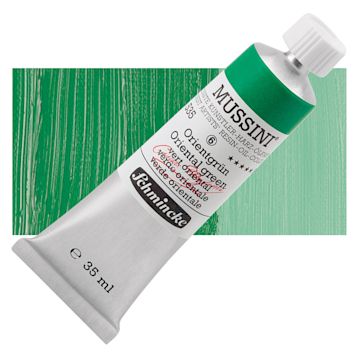 Open in modal - Schmincke Mussini Oil Color - Oriental Green, 35 ml tube and swatch